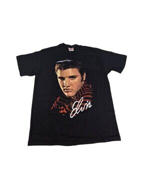 VTG 90s 1990 Elvis Presley The King Portrait T Shirt Hanes Tag Sz L Made In USA